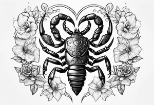 Scorpion with hearts tattoo idea