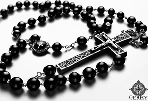 Rosary bead with name "Gerry" tattoo idea