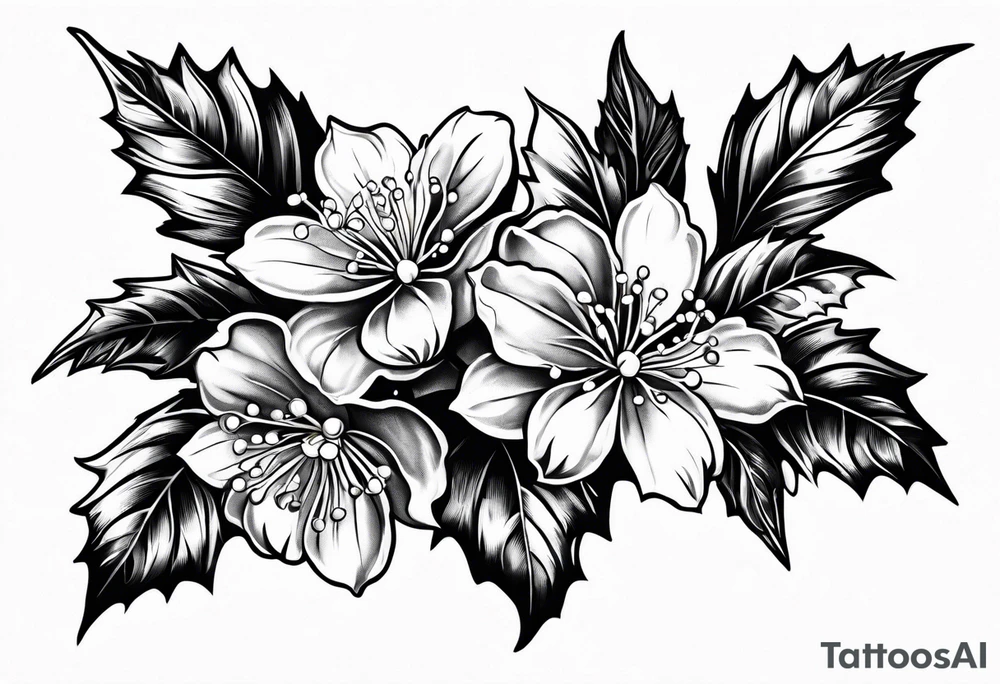holly flower stem no flower tattoo idea