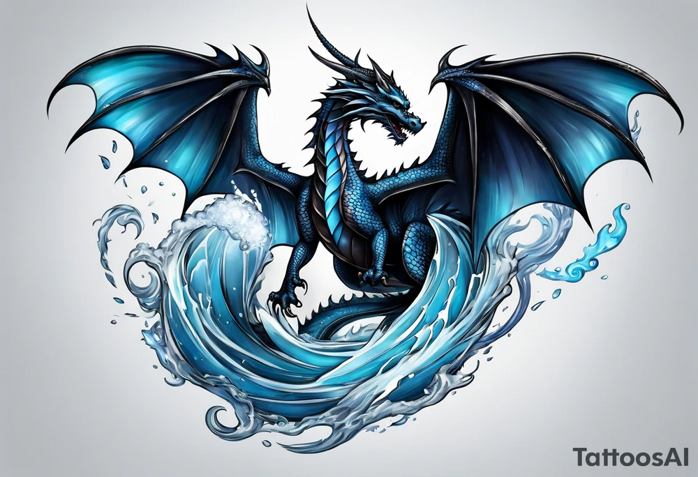 Flying dragon, ice around tattoo idea