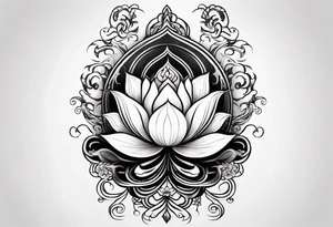 one vertical tattoo that combines lotus flower, phoenix and helix, strength and resilience symbols tattoo idea