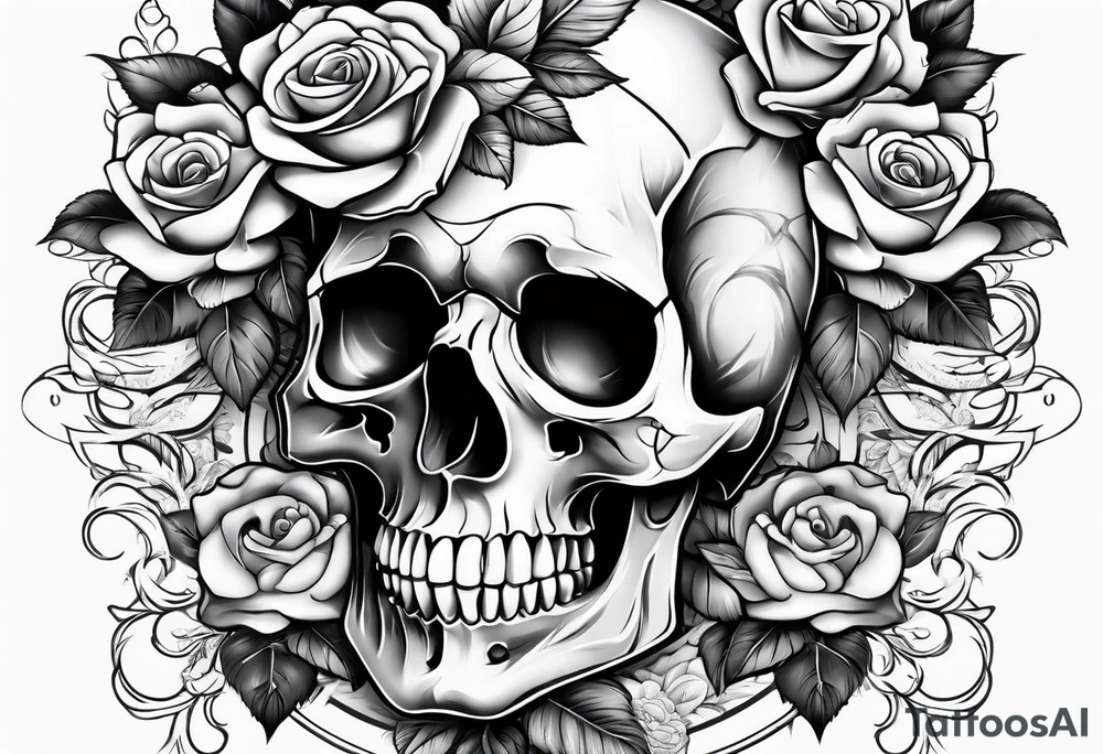 skull and roses tattoo idea