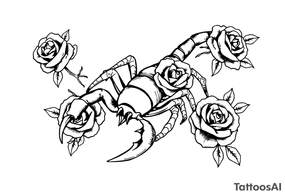 Scorpion with roses tattoo idea