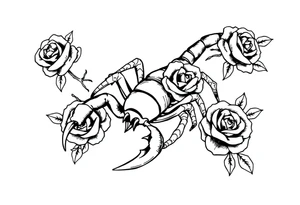 Scorpion with roses tattoo idea