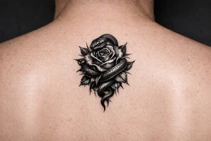 Snake wrapped around rose make it look realistic and hot tattoo idea