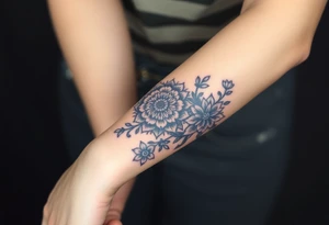 raven with mandala and flowers tattoo idea