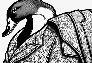 Hunting decoy Duck with a jacket that says "XRP" on the side. tattoo idea