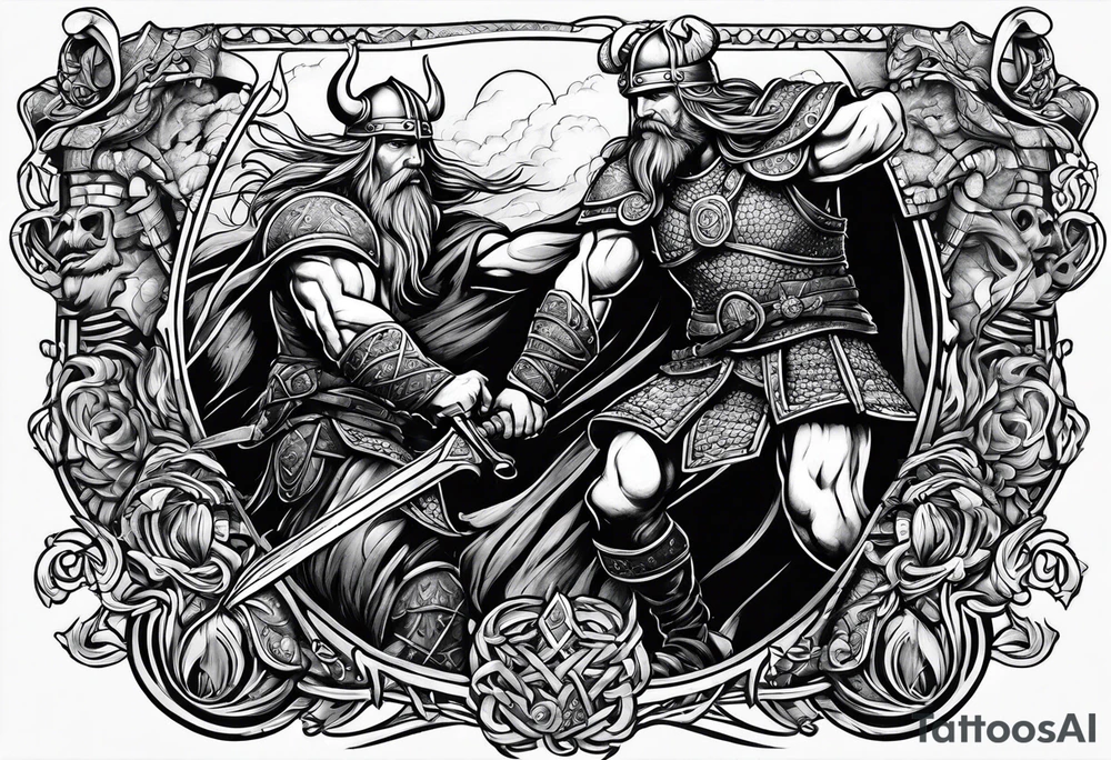 Viking battle scene tattoo idea