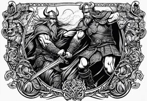 Viking battle scene tattoo idea