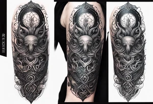 Long tattoo for forearm. Lovecraftian creature, with technological elements. Tentacles protect a heart. tattoo idea