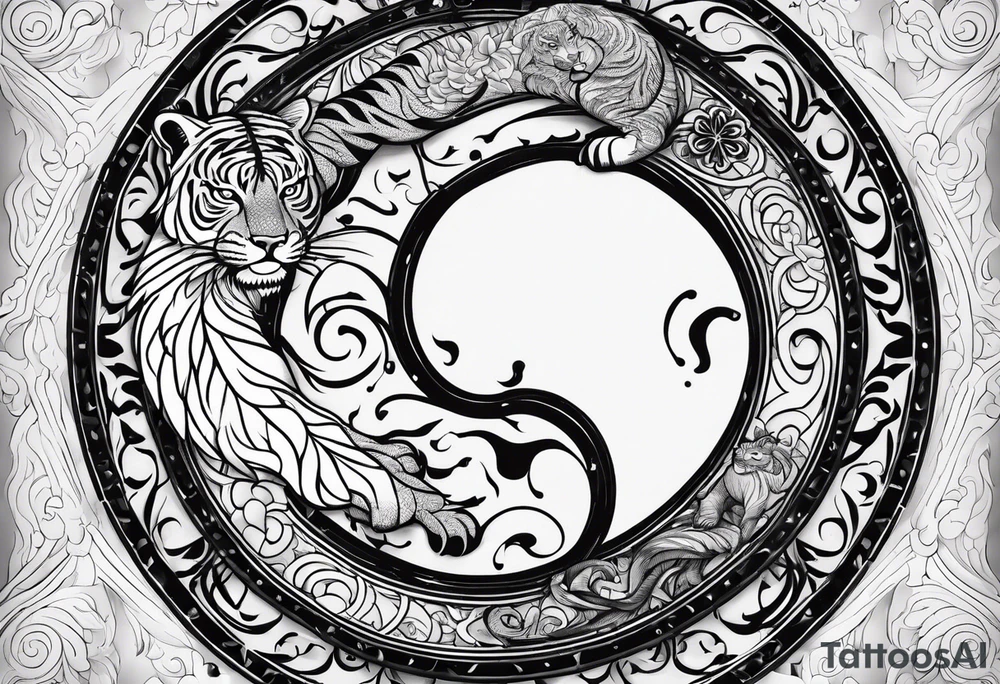 Yin and yang with tiger tattoo idea
