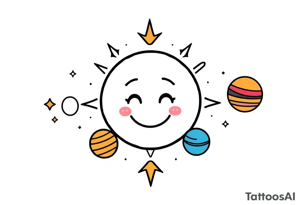 Smiley Cute solar system tattoo idea