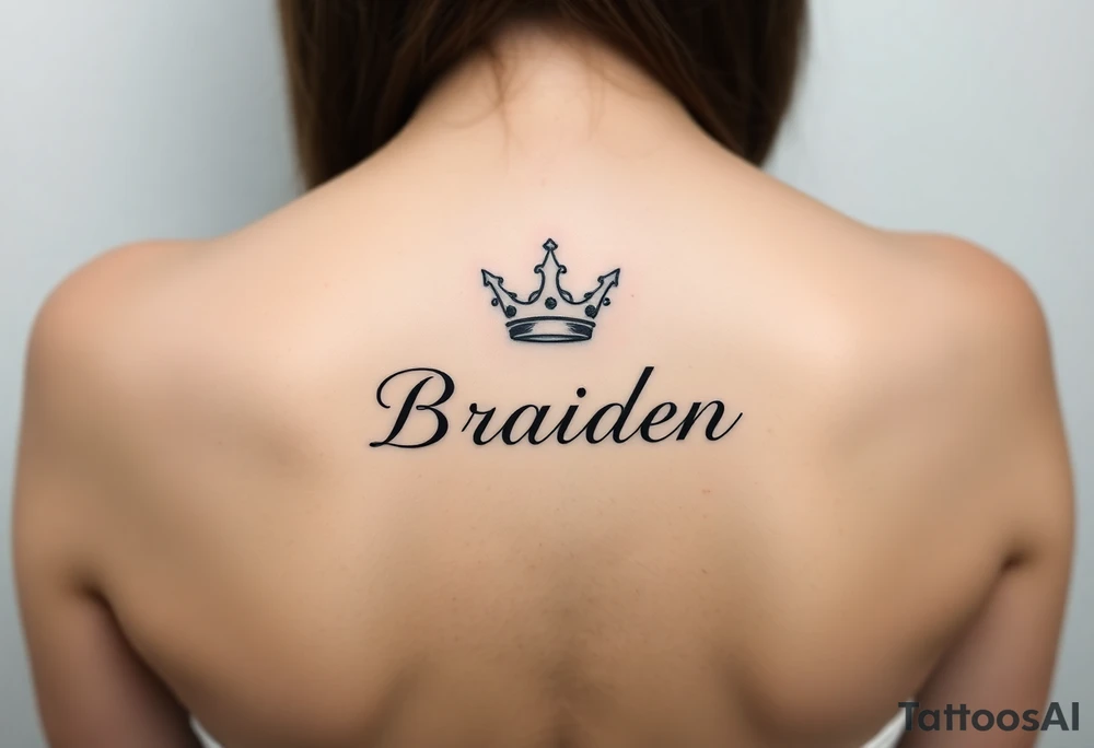 Name Braiden with a kings crown above the B tattoo idea