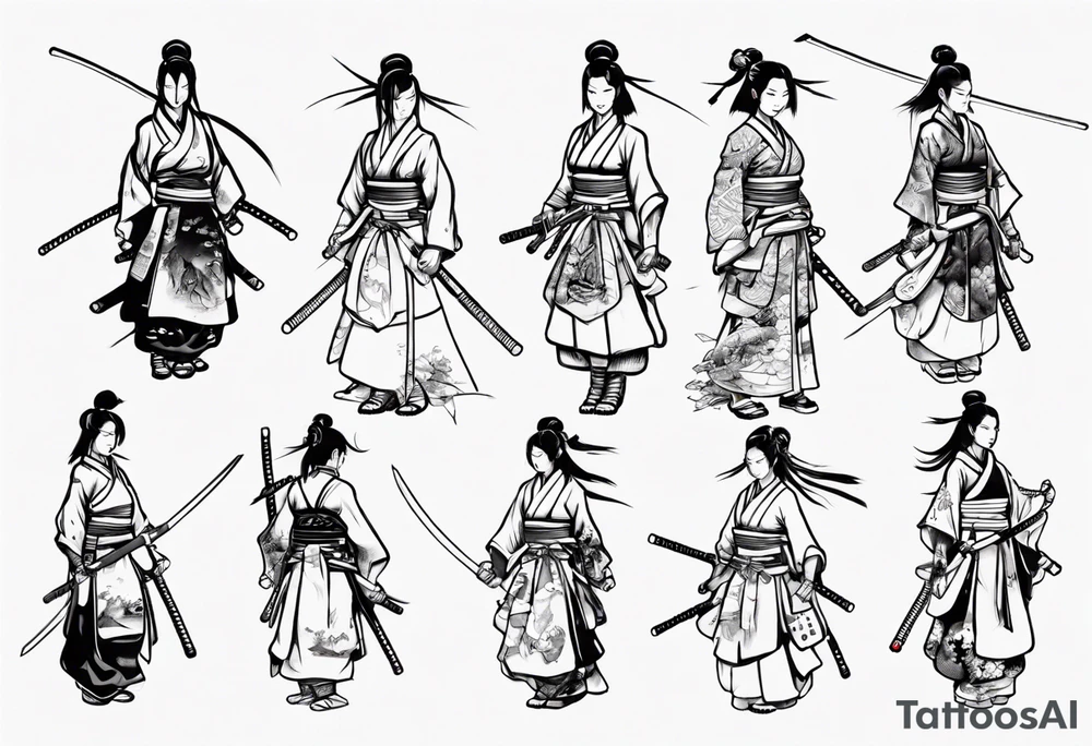 Beautiful female samurai tattoo idea