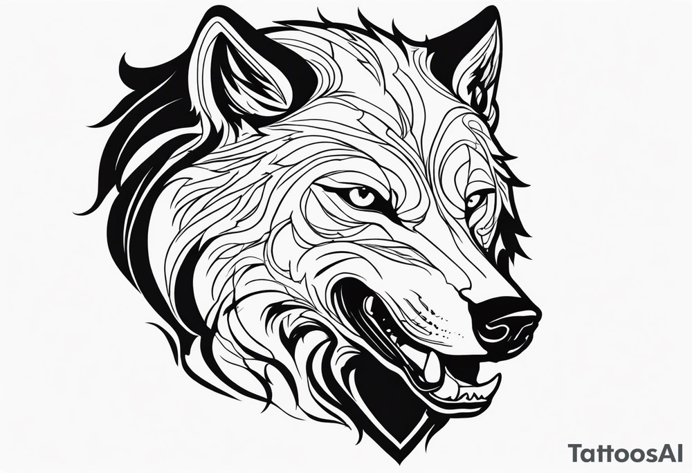 black wolf with blood in mouth tattoo idea