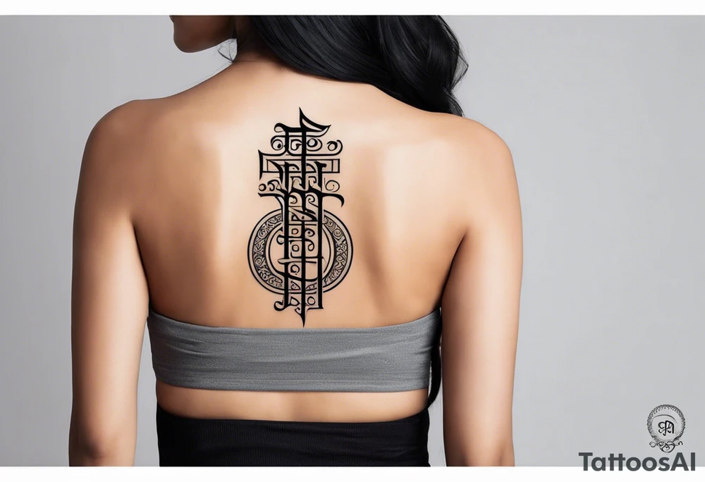 Design a tattoo featuring the name 'Kaherovi' rendered in a Sanskrit-inspired English font. The lettering should blend traditional Sanskrit calligraphy elements with modern tattoo aesthetics. The design should be elegant, with flowing curves and intricate details that evoke the cultural richness of Sanskrit script, while ensuring that the name is clearly legible. The overall style should balance artistic flair with a timeless, spiritual feel tattoo idea