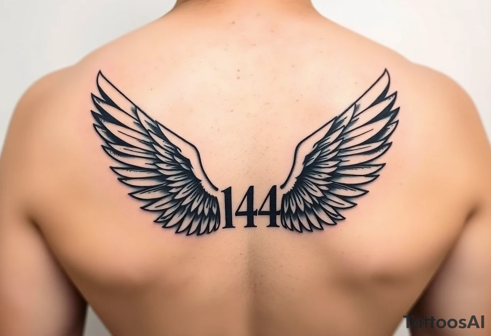 Angel numbers 1 support and guidance, 2 Balance, 4 Protection (with angel wings(only around 444) tattoo idea