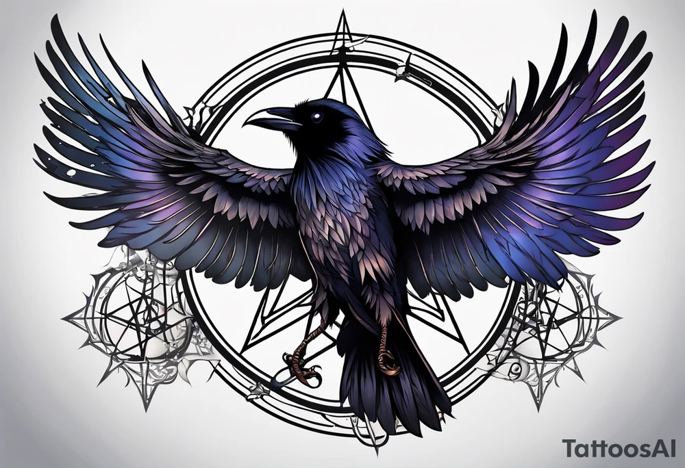 Raven pentagram. tattoo idea