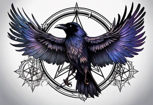 Raven pentagram. tattoo idea