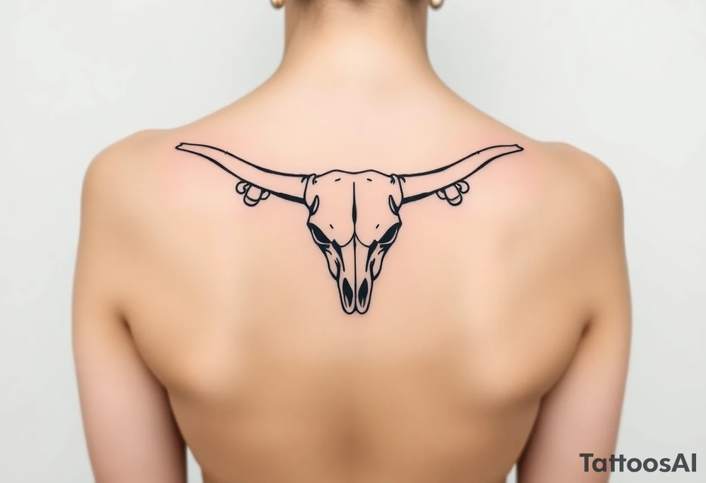 Longhorn skull with revolvers either side tattoo idea