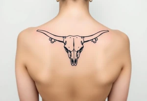 Longhorn skull with revolvers either side tattoo idea