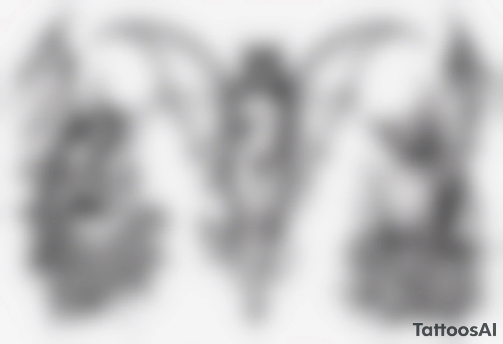 Fairy standing on top of bat tattoo idea