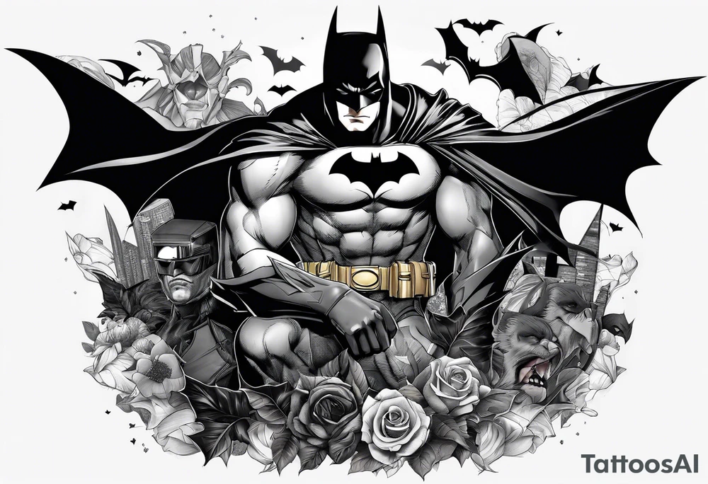 Batman collage for arm sleeve tattoo idea
