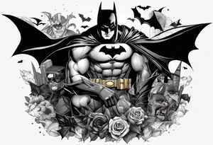 Batman collage for arm sleeve tattoo idea