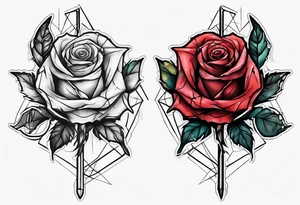bleeding rose with a stem snapped in two tattoo idea