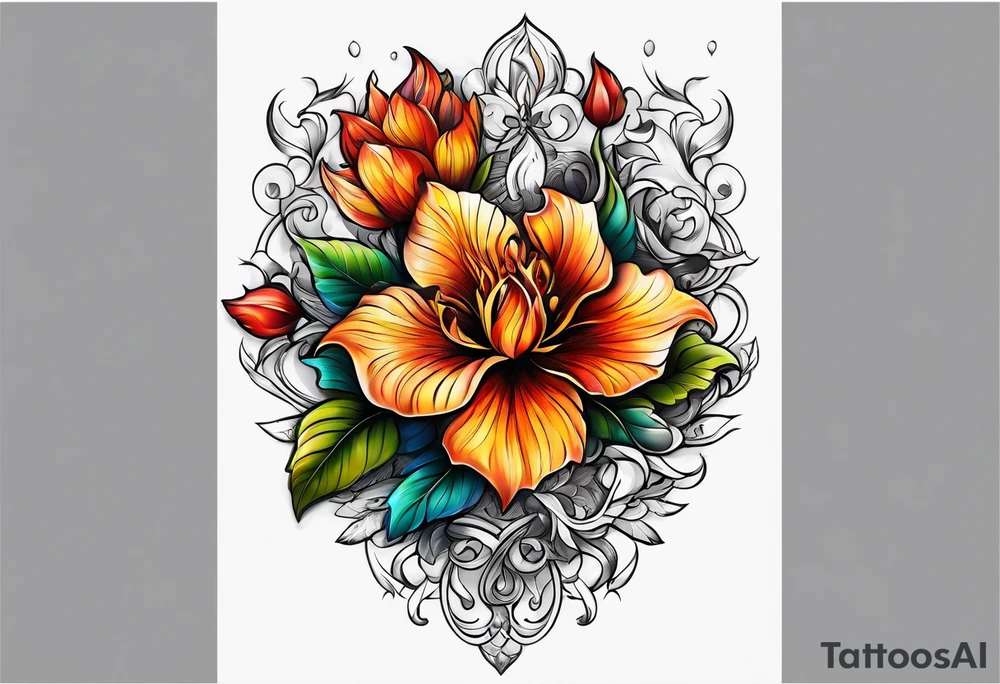 Flower fire for a male tattoo tattoo idea