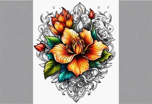 Flower fire for a male tattoo tattoo idea