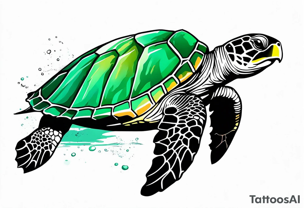 green sea turtle on beach tattoo idea