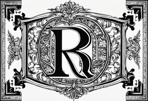 a square with the letter R and number 14 in it tattoo idea