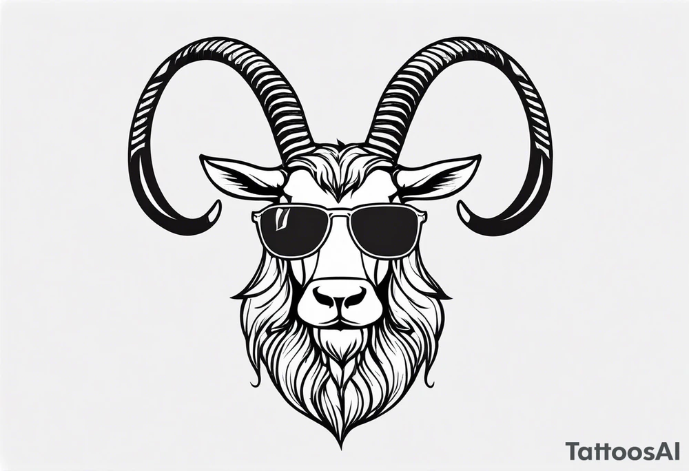 capricorn with beard and sunglasses tattoo idea