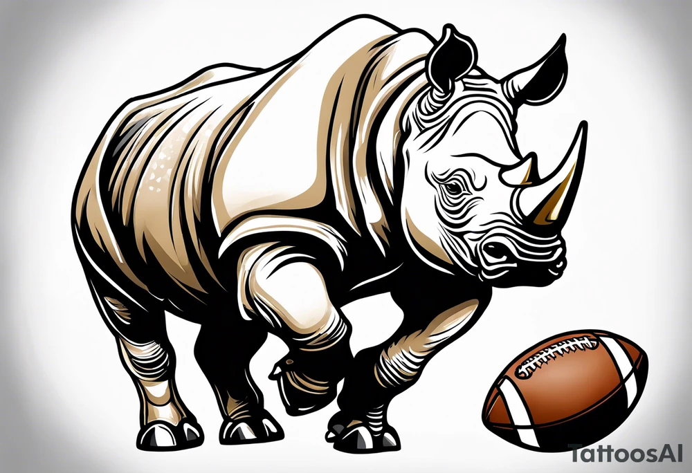 Rhino carrying a football like a running back tattoo idea