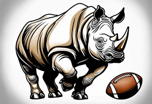 Rhino carrying a football like a running back tattoo idea