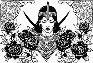 Warrior and roses tattoo idea