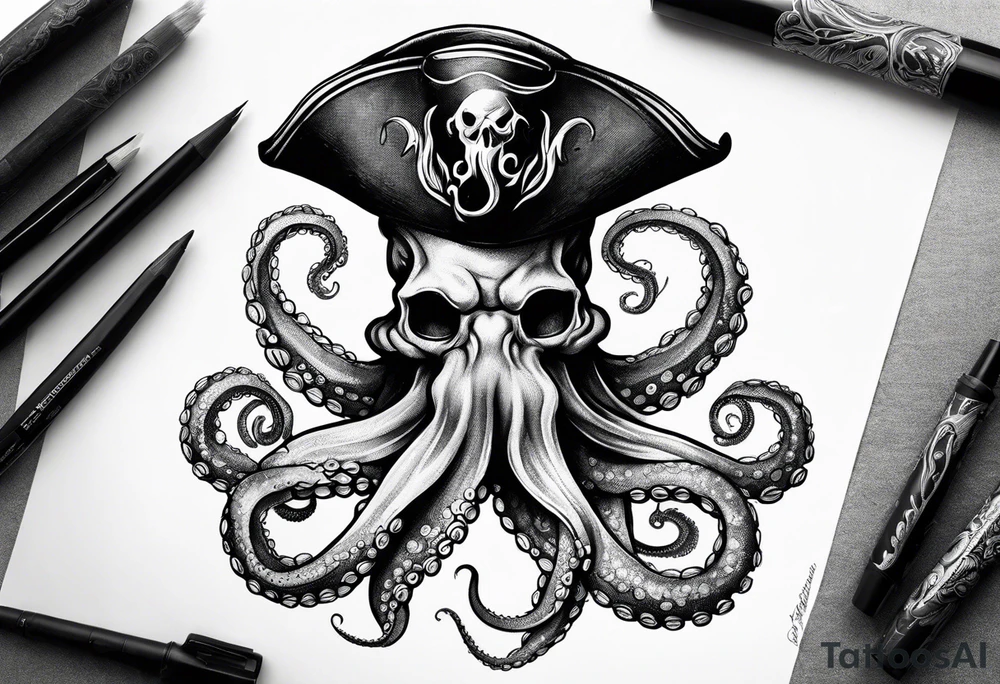 Pirate hat octopus tattoo idea