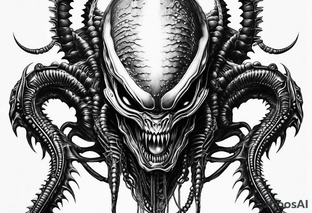 Xenomorph with ovomorph eggs tattoo idea