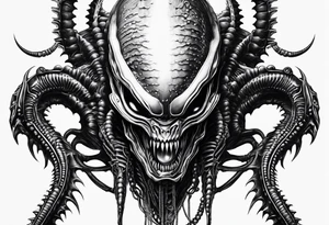 Xenomorph with ovomorph eggs tattoo idea