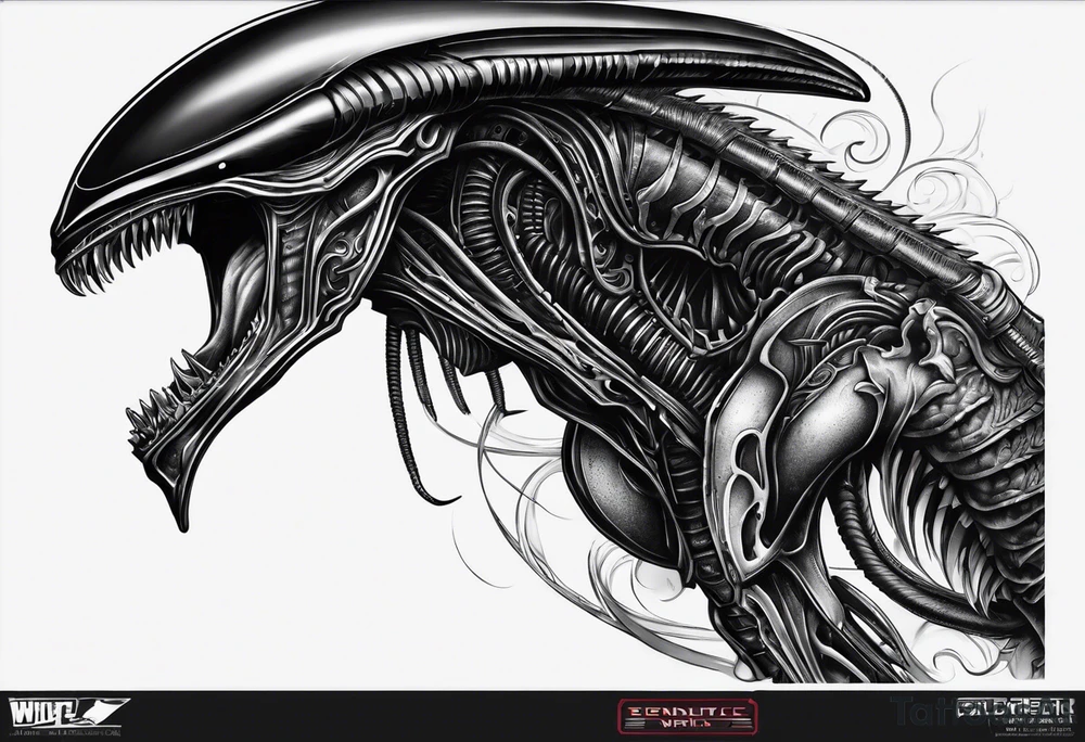 xenomorph, arm sleeve tattoo idea