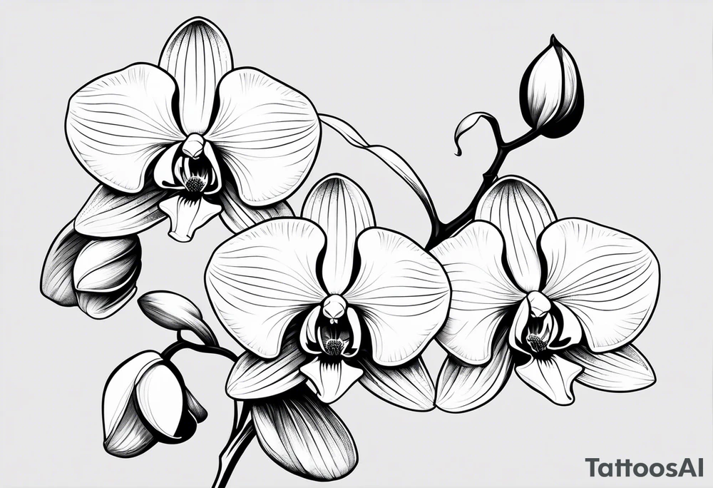 vertical minimal design with 
orchids tattoo idea