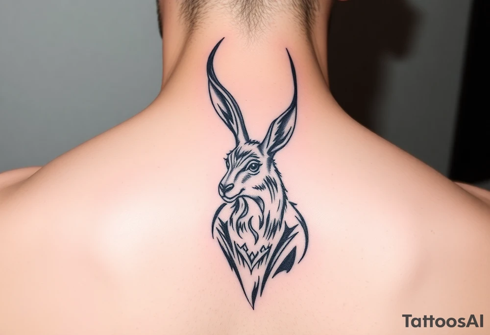 tribal, low detail jackelope tattoo idea
