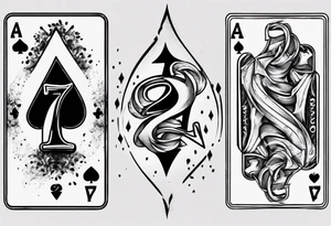Number 7 and number 2 stacked poker card, most outward facing card has a small grave on it tattoo idea