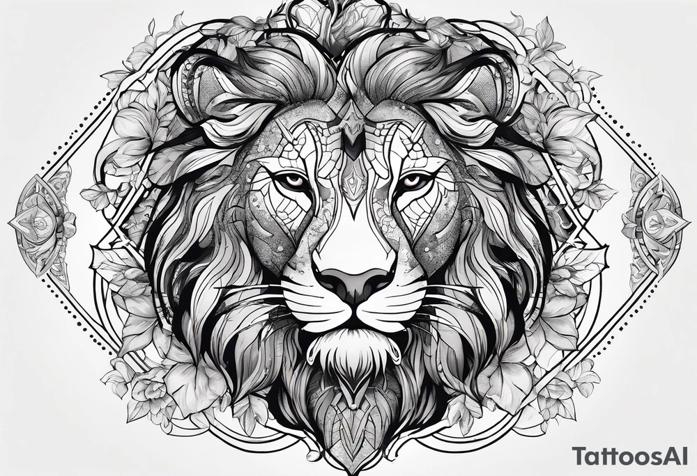 Leo zodiac sign and all of its elements including the constellation on a back tatto tattoo idea
