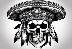 Skull with indian hat tattoo idea