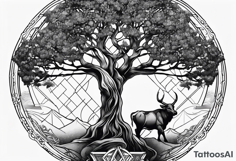 Tree of life and Taurus tattoo idea