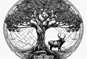 Tree of life and Taurus tattoo idea