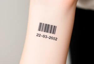 minimalist barcode with the couple’s wedding date (22 - 03 - 2012) hidden in the numbers under barcode tattoo idea