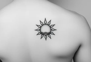 Sun on the water line simple small tattoo on side of the ribs tattoo idea